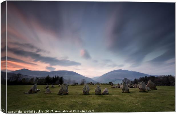 Sunset at Castlerigg Stone Circle Canvas Print by Phil Buckle