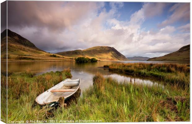 Nether How Boat, Crummock Water Canvas Print by Phil Buckle