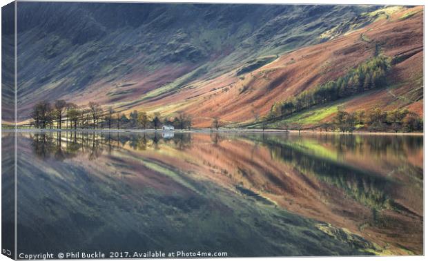 Char Hut Reflections Buttermere Canvas Print by Phil Buckle