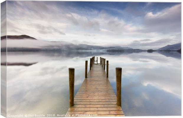 Ashness Jetty Calm and Mist Canvas Print by Phil Buckle
