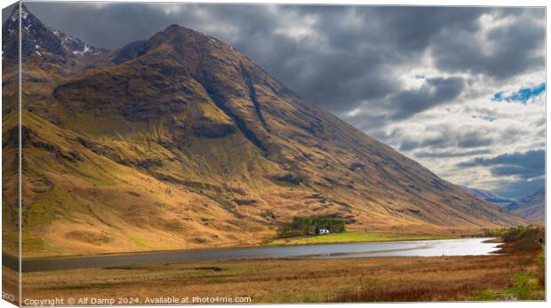 Lost in Glencoe - the Wee White House Canvas Print by Alf Damp
