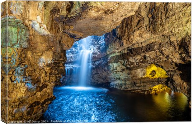 Smoo Cave Waterfall. Canvas Print by Alf Damp