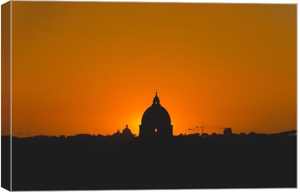 St Peters Basilica, Rome, Italy at Sunset.  Canvas Print by Marcus Revill