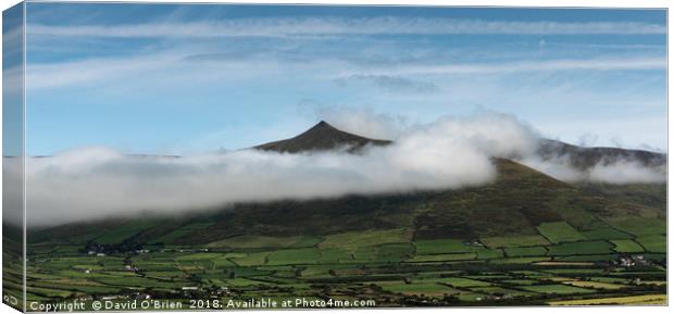Cloudy peak: Croaghskearda. Canvas Print by David O'Brien