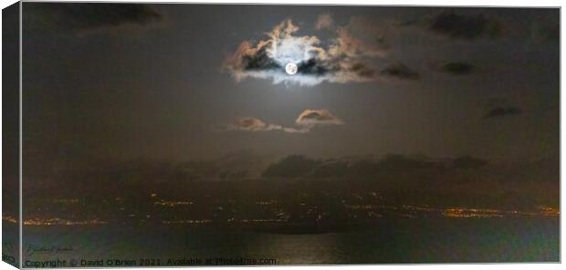 Moon rising over Tenerife Canvas Print by David O'Brien