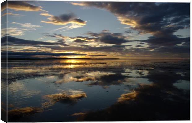 Sunset at Lindisfarne, Holy Island Canvas Print by Alan Barnes