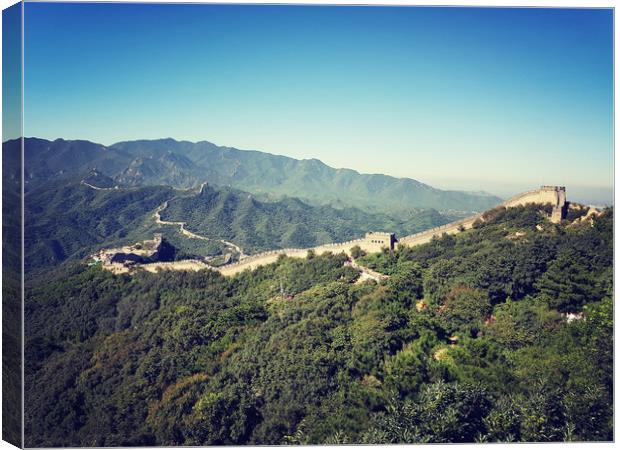 Overlooking the Great Wall of China Canvas Print by Cecilia Zheng