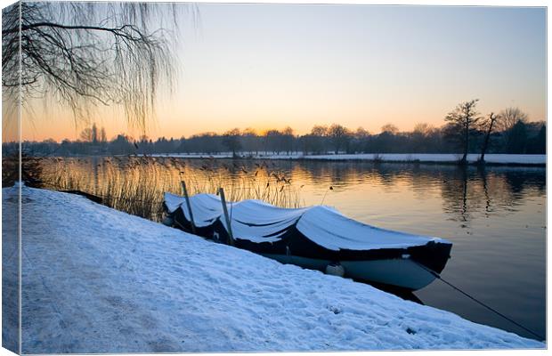 Snow covered boat Canvas Print by Malcolm Smith