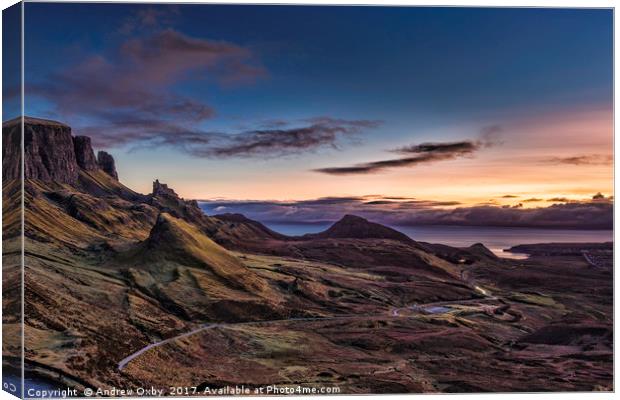 The Quiraing, Isle of Skye, Scotland.  Canvas Print by Andrew Oxby