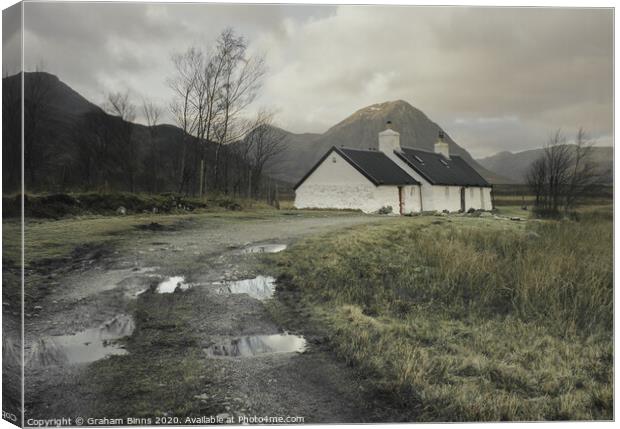 Blackrock Cottage, Glencoe Canvas Print by Graham Binns