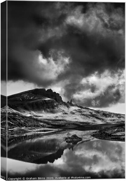 Storm Over Storr. Isle Of Skye Scotland. Loch fada Canvas Print by Graham Binns