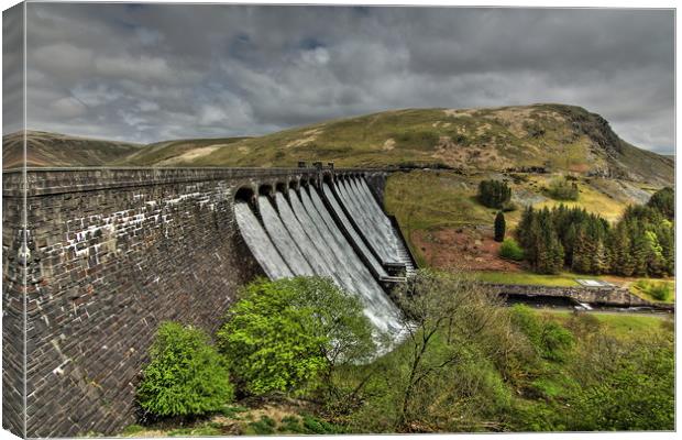 Claerwen Dam in May overflow Canvas Print by Sorcha Lewis