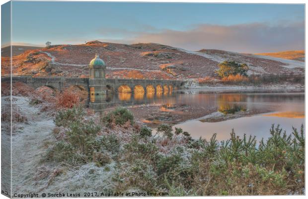 Elan Valley, Craig Goch, Fire and Frost 2  Canvas Print by Sorcha Lewis