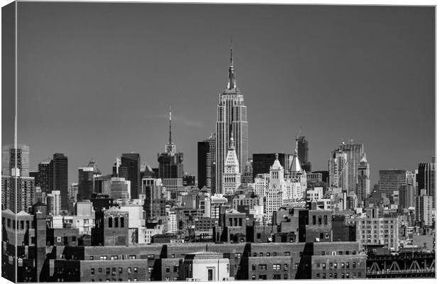 Empire State Building From Brooklyn Bridge Canvas Print by John Hall