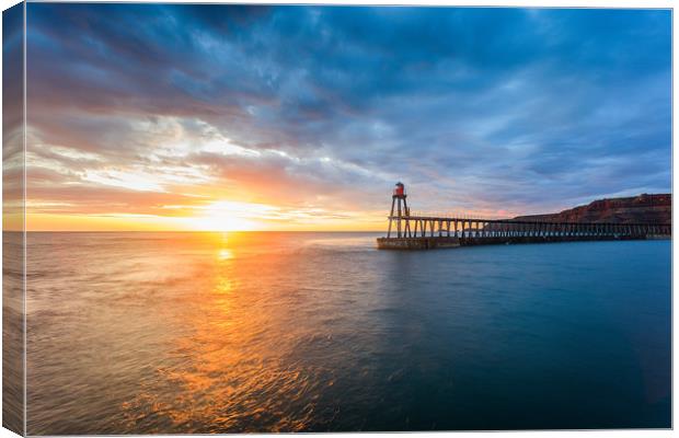 Dawn at Whitby Canvas Print by John Hall