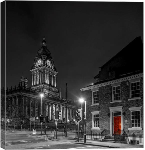 Leeds Town Hall at Night Canvas Print by John Hall