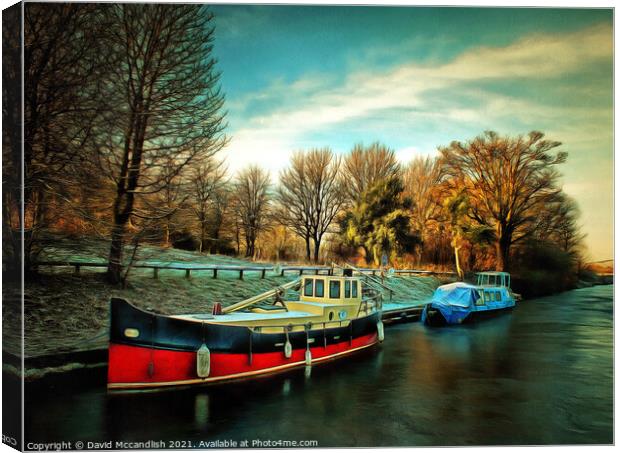 Cold day on Forth and Clyde Canal Canvas Print by David Mccandlish