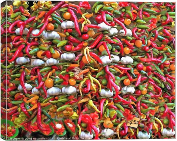 Chillies and Garlic Canvas Print by David Mccandlish