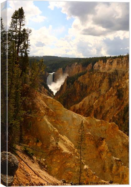 Thundering Waters Of The Yellowstone River Canvas Print by Christiane Schulze