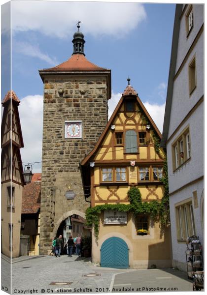 Ploenlein With Sieberstower Rothenburg ob der Taub Canvas Print by Christiane Schulze