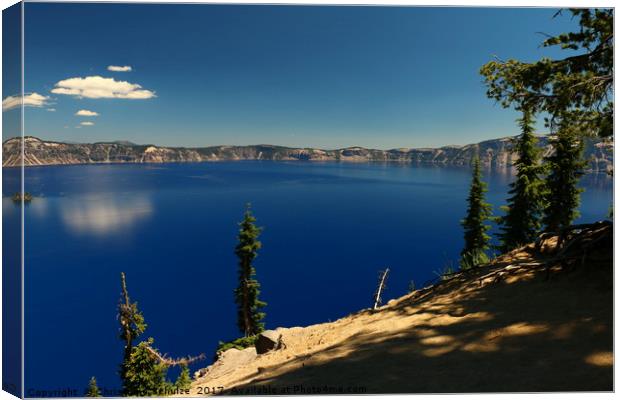 The Deep Blue Of The Crater Lake Canvas Print by Christiane Schulze