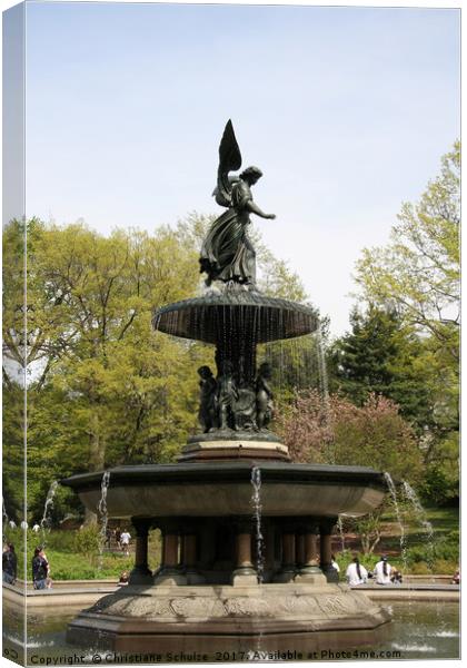 Angel Of The Waters Fountain Canvas Print by Christiane Schulze