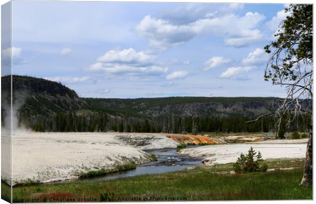 Firehole River And Thermal Geyser Runoff Canvas Print by Christiane Schulze