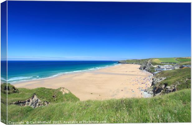 Watergate Bay in Cornwall, England. Canvas Print by Carl Whitfield