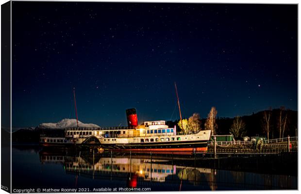 Majestic Night View of Maid of the Loch Canvas Print by Mathew Rooney