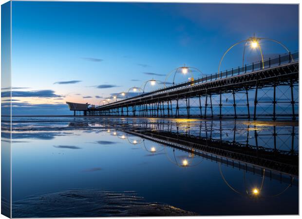 Southport Beach and Pier Canvas Print by Andrew George