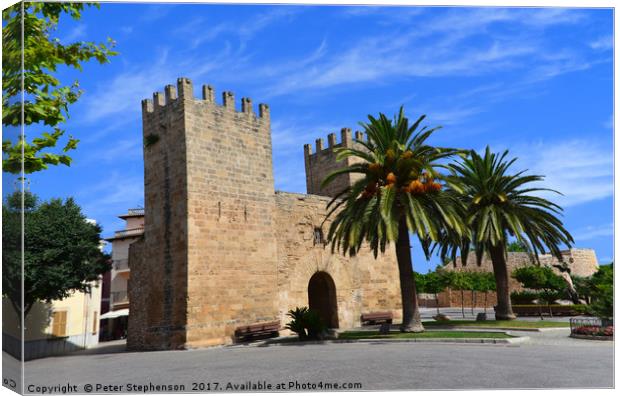Xara Gate - Portal del Moll in Alcudia Old Town    Canvas Print by Peter Stephenson