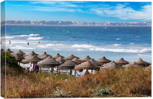 Playa de Muro beach in Alcudia bay Majorca Canvas Print by Peter Stephenson