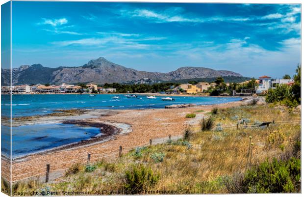 Pollensa Bay and Beach  Canvas Print by Peter Stephenson