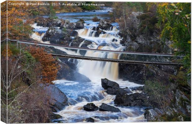 Bridge over Rogie Falls Canvas Print by Paul Baldwin