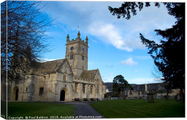 St Michael & All Angels, Bishops Cleeve Canvas Print by Paul Baldwin