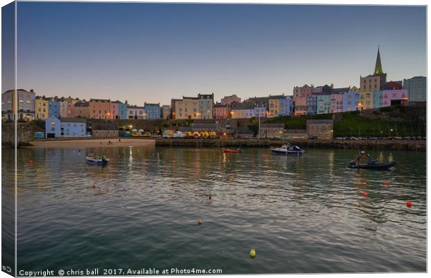 Tenby Harbour at Sunset Canvas Print by chris ball