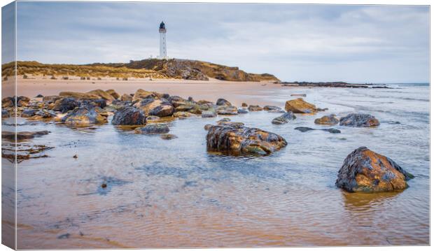 Covesea Lighthouse at Lossiemouth Canvas Print by John Frid