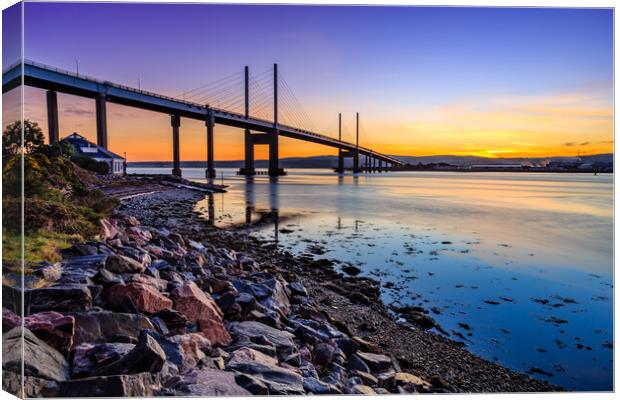 Moray Firth Winter Sunrise - Kessock Bridge Canvas Print by John Frid