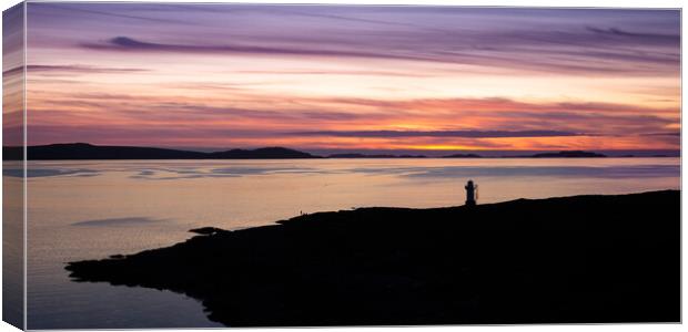 Rhue Lighthouse and Sunset over the Summer Isles Canvas Print by John Frid