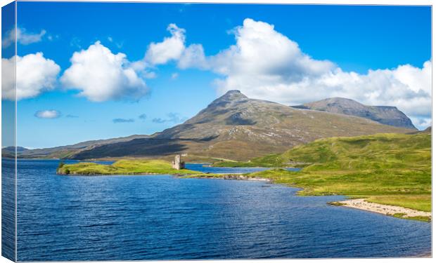 Loch Assynt and Ardvreck Castle Canvas Print by John Frid