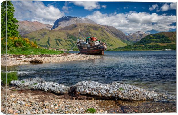 MV Dayspring at Corpach Canvas Print by John Frid