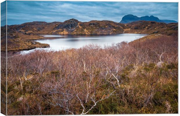 Loch Buine Moire and Suilven Canvas Print by John Frid