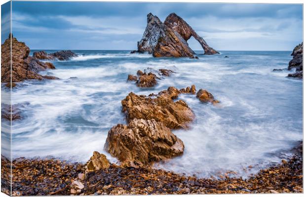 Bow Fiddle Rock at Portknockie Canvas Print by John Frid