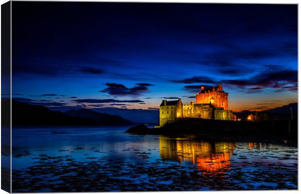 Majestic Eilean Donan Castle at Sunset Canvas Print by John Frid