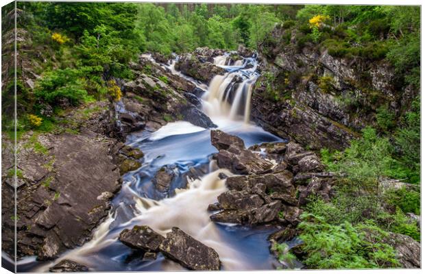 Rogie Falls in the Scottish Highlands  Canvas Print by John Frid