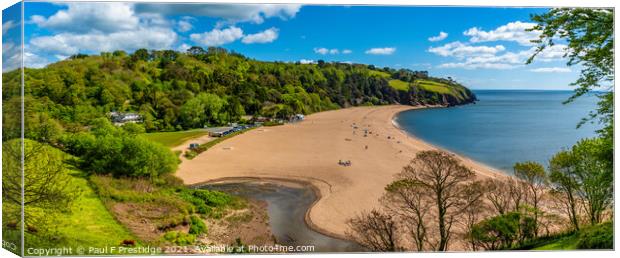 Serene Spring Panorama of Unspoilt Blackpool Sands Canvas Print by Paul F Prestidge