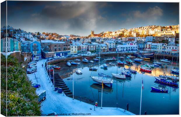 Winter Wonderland in Brixham Harbour Canvas Print by Paul F Prestidge