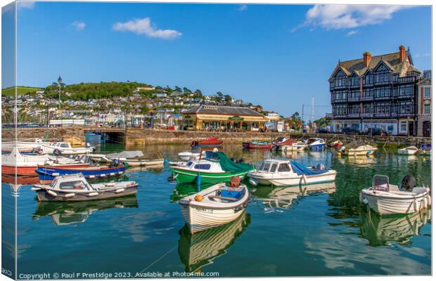 Dartmouth Harbour and Cafe Canvas Print by Paul F Prestidge