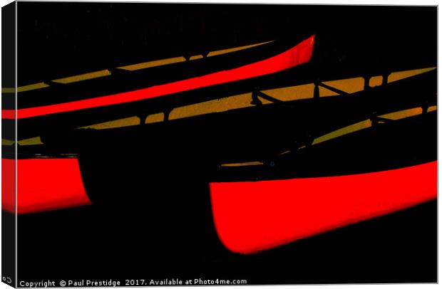  Red Canoes abstract                   Canvas Print by Paul F Prestidge