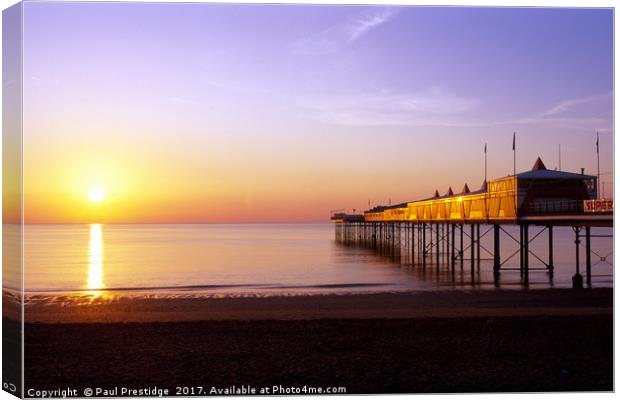 Dawn at Paignton Pier Canvas Print by Paul F Prestidge